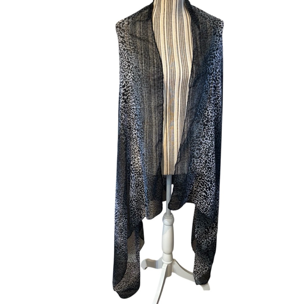 NEW Scarf / Wrap Leopard Print Sheer Black Gray White Versatile Long Lightweight